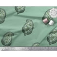 thumbnail image 2 of Soimoi Japan Crepe Satin Fabric Leaves & Paisley Block Print Fabric by Yard 42 Inch Wide, 2 of 3