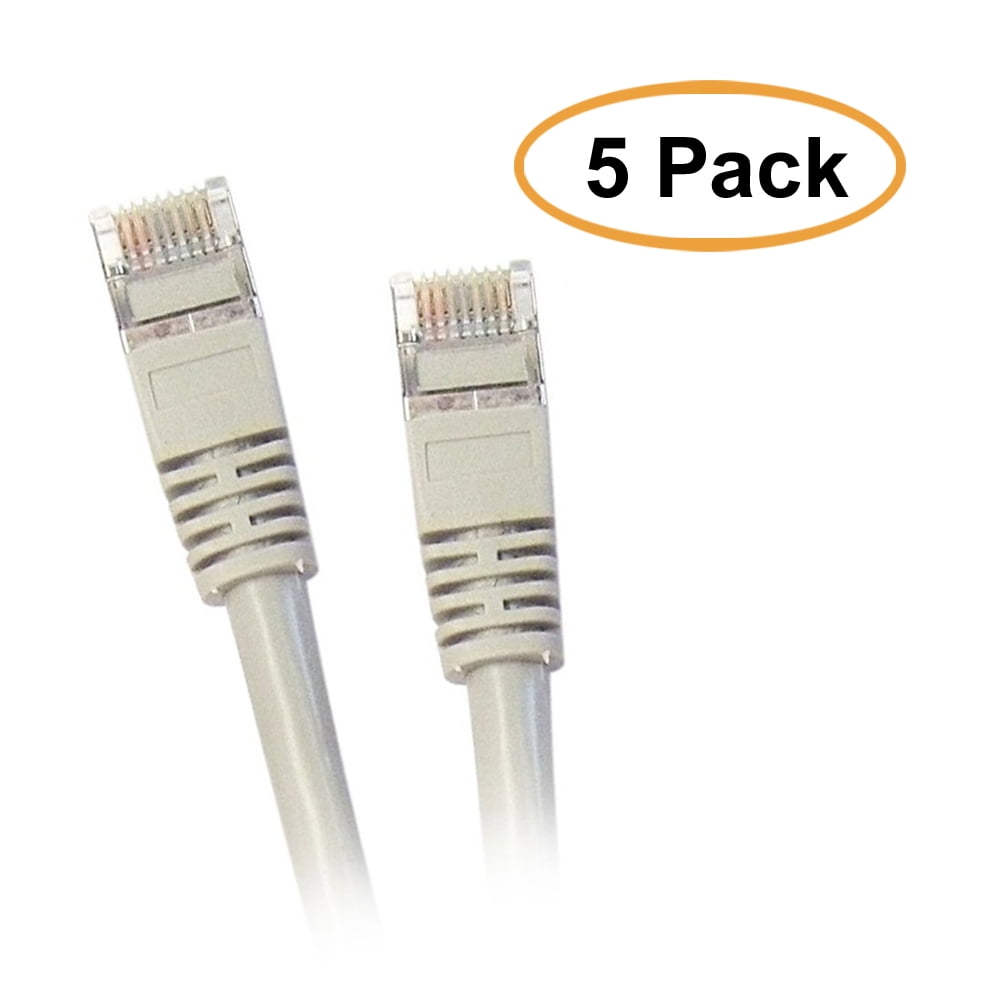 Gray, 5 Pack eDragon Cat5e Ethernet Patch Cable with Snagless/Molded Boot, 1 Feet/0.3 Meters
