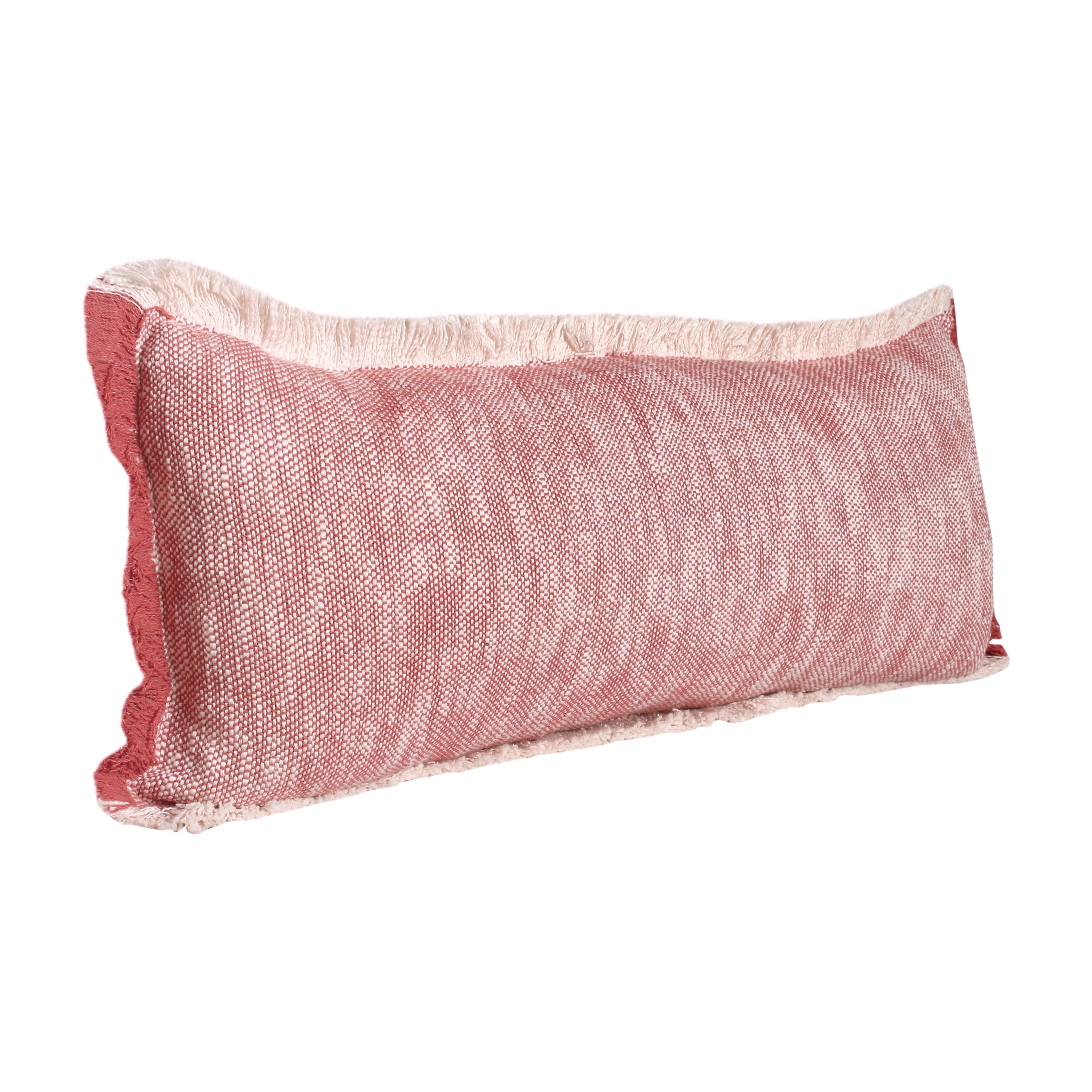 Woven Paths Bennett 14" x 36" Fringed Auburn Red Cotton Adult Decorative Throw Pillow