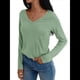 thumbnail image 3 of Camisetas con Cuello en V para Mujer, Blusas de Encaje de Larga, Holgadas, Elegantes e Informales, para Otoño e Invierno, A . Verde XXL, 3 of 8