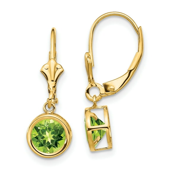 Primal Gold 14 Karat Yellow Gold 6mm Peridot Leverback Earrings