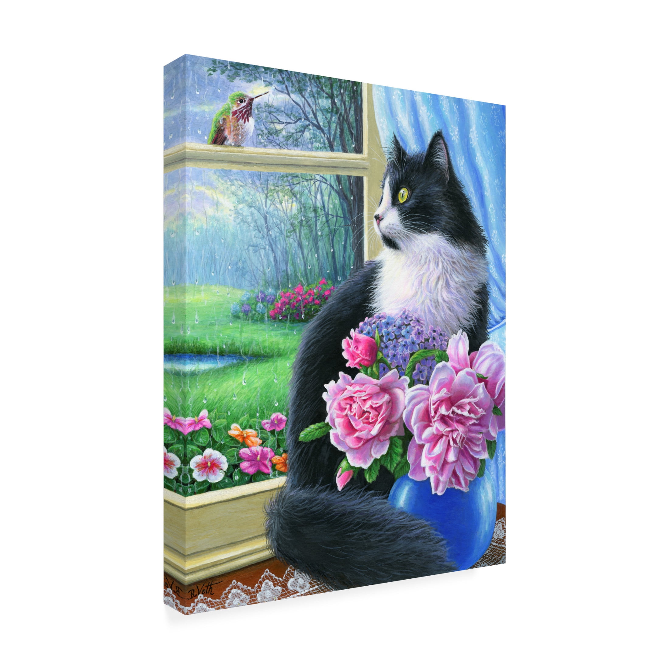 Canvas Wall Art - Bridget Voth 'Rainy Day Visitor' Wall Art for Living Room, Bedroom, or Office Décor by Trademark Fine Art - 24 x 32 Inches