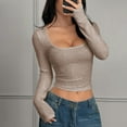 thumbnail image 3 of HAiming Cropped Sweater for Women Slim Fitted Round Neck Ribbed Long Sleeve Solid Color Pullover Tops, 3 of 6