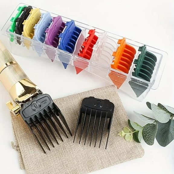10 Professional Hair Clipper Guards Cutting Guides Fits for Most Wahl Clippers with Organizer, Color Coded Clipper Combs Replacement - 1/16" to 1"