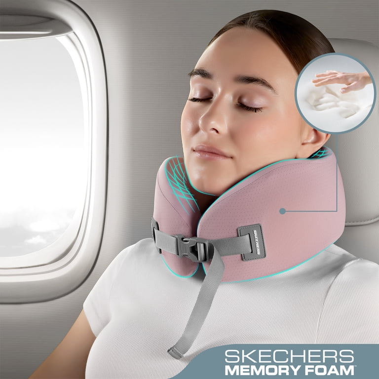 Skechers Memory Foam U-Shaped Travel Neck Pillow, Pink photo 2