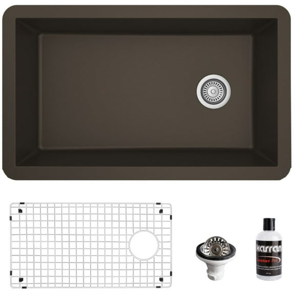 Karran Usa QU-670-BR-PK1 Quartz Qu 31-3/4" Undermount Single Basin Quartz Composite