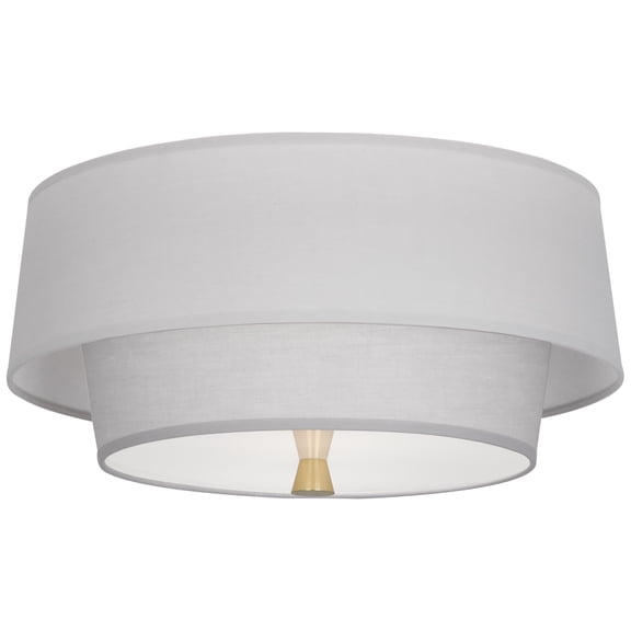 Srkashlteni Collection Flushmount Ceiling Light - Modern Brass, Gray Fabric Shades, 2-Bulb Medium E26 Socket - Stylish Lighting Fixture for Home, UL Listed for Dry Location