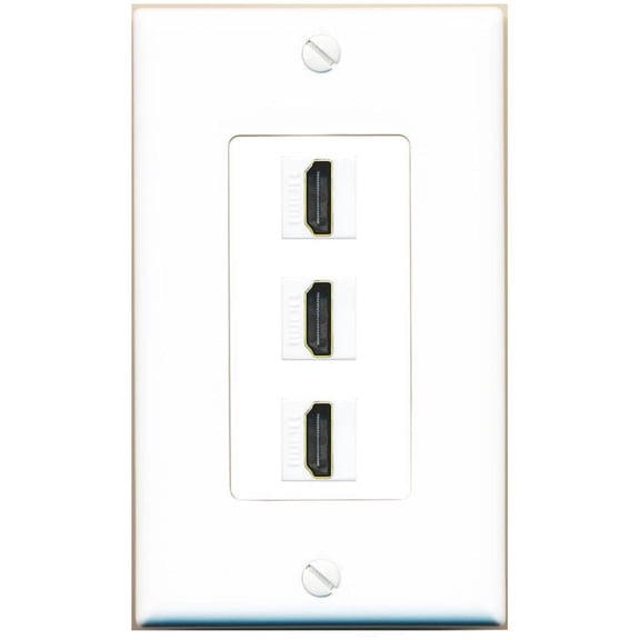RiteAV 3 Port HDMI Wall Plate - 1 Gang [White/White]