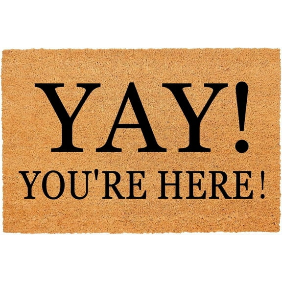 Yay You're Here Mats for Front Door Entry Front Porch Doormat Non-Slip Carpet Rugs Floor Mat Decorative for Home Bathroom Kitchen Indoor 18x30 Inch