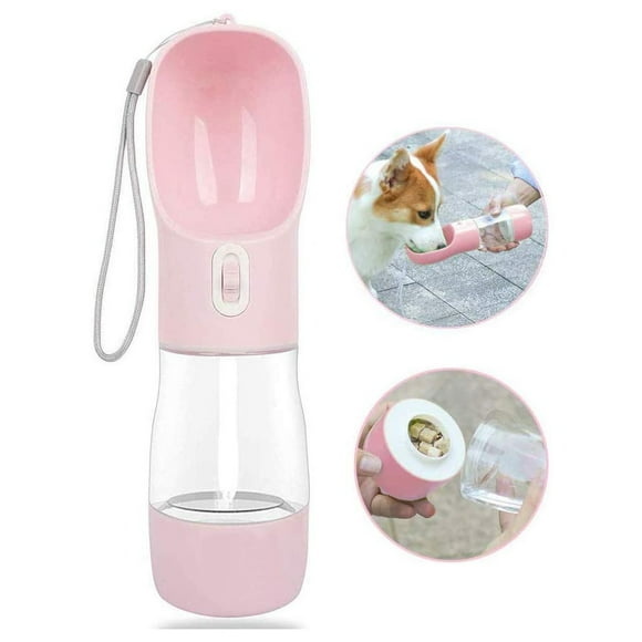 Bouteille d'Eau pour Chien pour Marcher, Distributeur d'Eau de Voyage Multifonctionnel et Portable avec Récipient Alimentaire, Design Détachable Combo pour Boire et Manger, Adapté aux Chats et Chiots