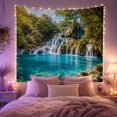 thumbnail image 2 of Limestone Waterfall Cascading Into Turquoise Pool, Serene Coastal Style for Nature Lovers, Scenic Wall Decor Housewarming Gift, Tapestry Wall Hanging for Bedroom and Living Room, 2 of 7