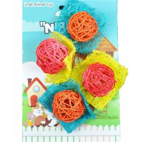 AE Cage Company Nibbles Bon Bon Loofah Chew Toys Assorted Colors - 4 count