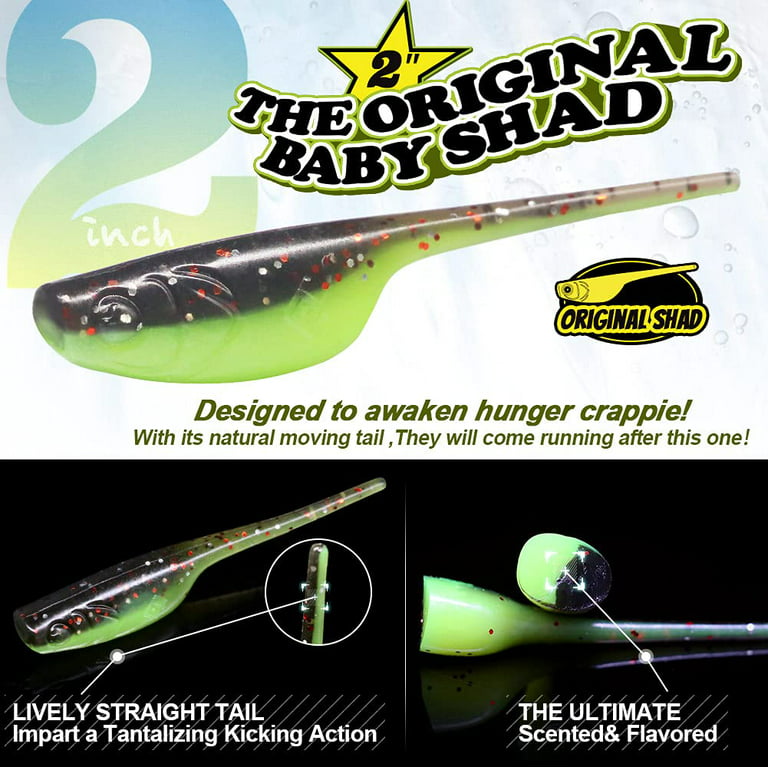 Crappie-Baits- Plastics-Jig-Heads-Kit-Shad-Fishing-Lures-for Crappie-Panfish-Bluegill-20Piece  Kit - 15 Bodies- 5 Crappie Jig Heads 