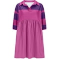 thumbnail image 3 of WILLBEST Vestido De Verano Para Mujer, Vestido De Verano Para Mujer, Vestido Informal De Gran Tamaño De Manga Corta Con Bloques De Color Y Cuello En V, Vestido Mini Camisero Fluido, 3 of 3