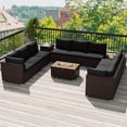 thumbnail image 1 of Costway Ensemble de Canapé Sectionnel en Osier pour Patio 12 Pcs avec Table de Foyer au Propane de 32 Pouces Support de Réservoir Noir, 1 of 7