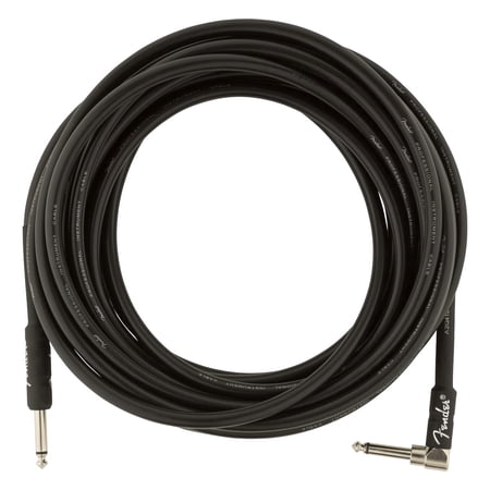 Fender 25-Foot Professional Instrument Cable, Straight-Angled, Black - 1 Pack