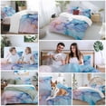 thumbnail image 6 of Pink Blue Marble Queen Size Comforter Set, Fluid Art Abstract Gold Foil Modern Bedding for All Seasons, 4 Pcs Bed Set, 1Quiltcover (90"x92") ,1Sheet(94"x116"), 2Pillowcases (30"x20"), 6 of 9