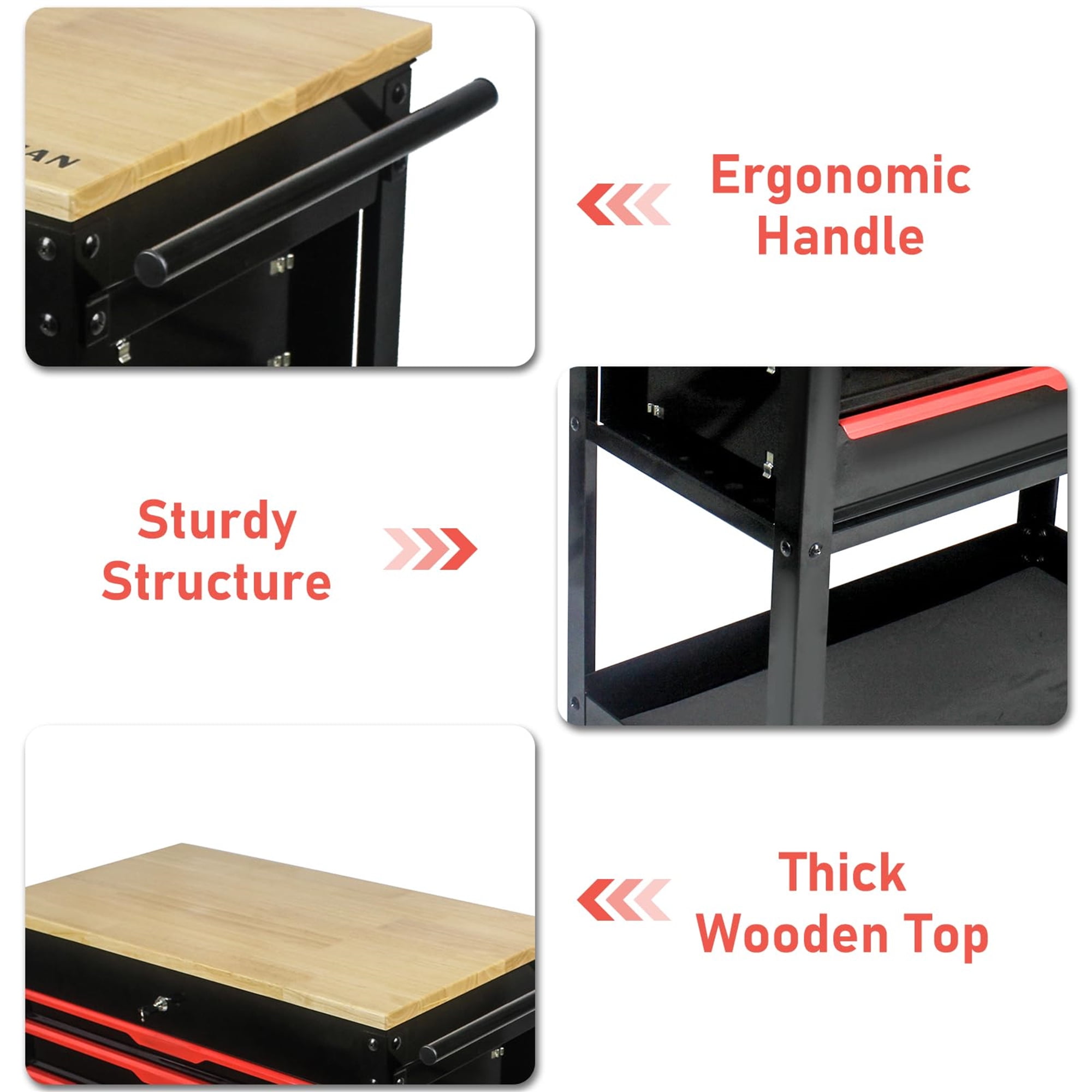 Aukfa 30 inch Mechanic's Tool Cart, 700 LB Capacity 4-Drawer Tool Chest on Wheels for Garage, Black