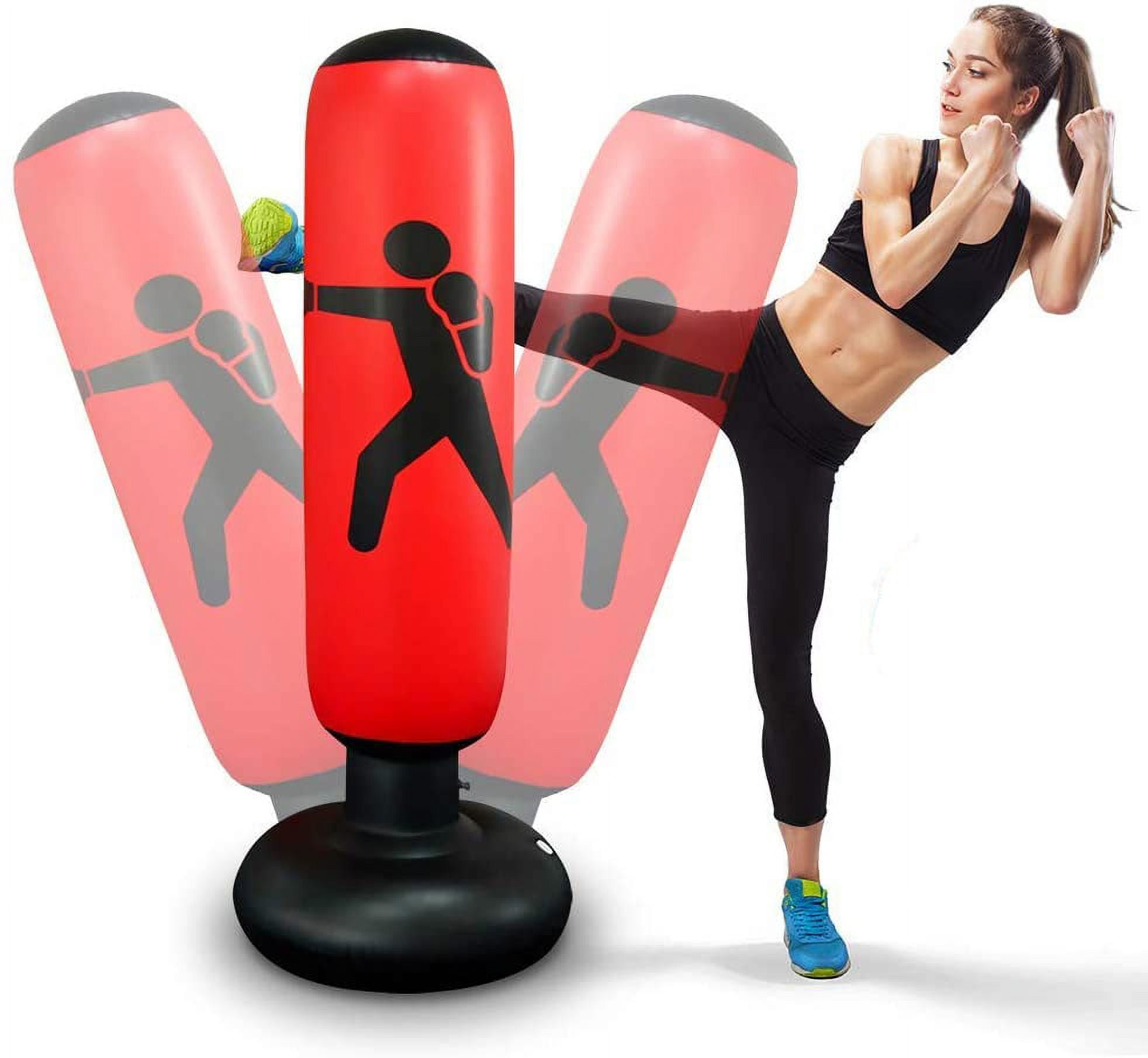 Sac De Frappe Gonflable Pour Enfant - 160 Cm Avec Gants De Boxe Inclus - Idéal Pour Initier Les 3-12 Ans Au Sport !