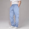 thumbnail image 7 of Guieoi Winter Warm Pants Plus Size Boys and Childrens Casual Sports Sweatpants Trendy Drawstring Jogger Pants Sweatpants Lightweight for 3-13Years Blue, 7 of 7