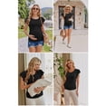 thumbnail image 3 of Weardear 3 Pack Maternity Shirts Flying Short Sleeve Side Ruched Pregnancy Tops Crew Neck Postpartum Clothes, 3 of 5