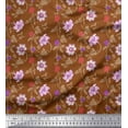 thumbnail image 1 of Soimoi Silk Fabric Leaves & Lily Floral Printed Craft Fabric by The Yard 42 Inch Wide, 1 of 1
