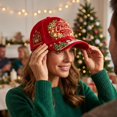 thumbnail image 5 of Red Ajustable Christmas Baseball Hat for Women & Men, Colorful Embroidered Funny Xmas Holiday Twill Cotton Cap, Christmas & New Year Gifts, 5 of 5