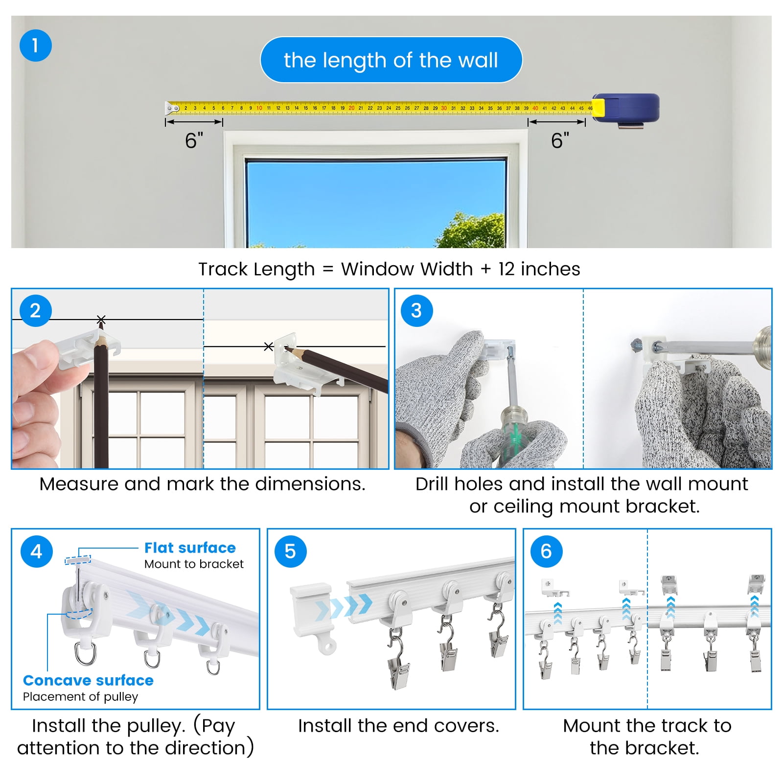 BEAMNOVA Curved Ceiling Curtain Track, 5Meter/16.4ft Flexible Bendable Mount Curtain Rail System for Room Windows Bathroom Divider
