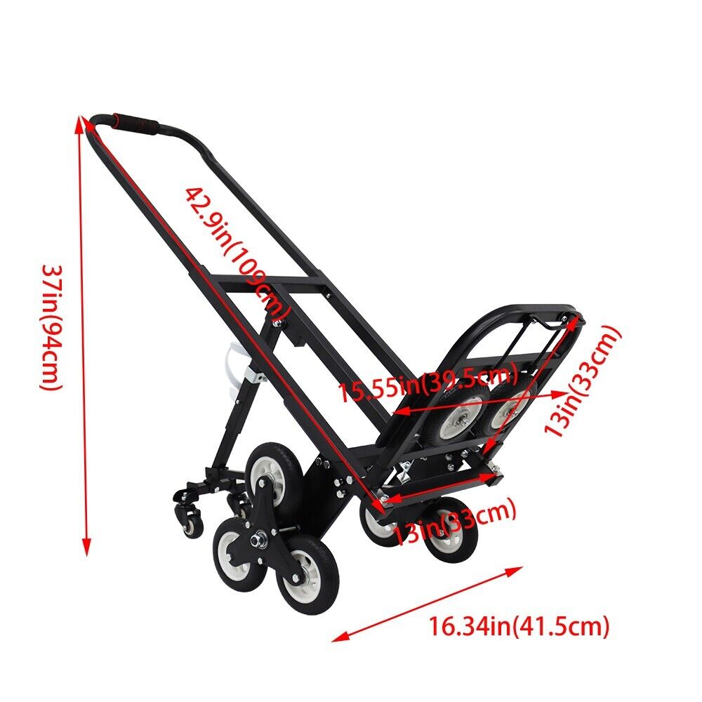Climbing Stairs Hand Truck Black Carbon Steel Universal Two Spare Tires Climb Stairs Haul Goods
