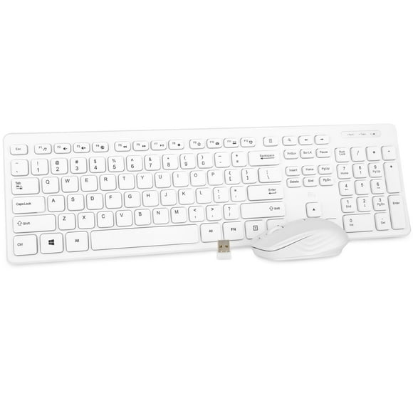 Combo de teclado y ratón inalámbricos Rii Standard Office White