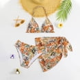 thumbnail image 4 of Agkizg Girls Two Piece Swimsuit Set with Chest Pad Mesh Detail Print Swimwear for Kids Youth Teens Beach Swimming, 4 of 4