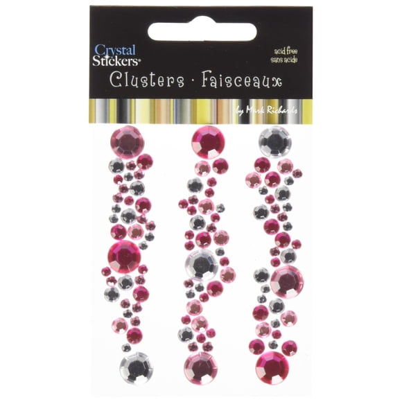 Mark Richards Autocollants Cristal en Grappes 3/pkg-Ronde Rose Clair/rose Vif/transparent