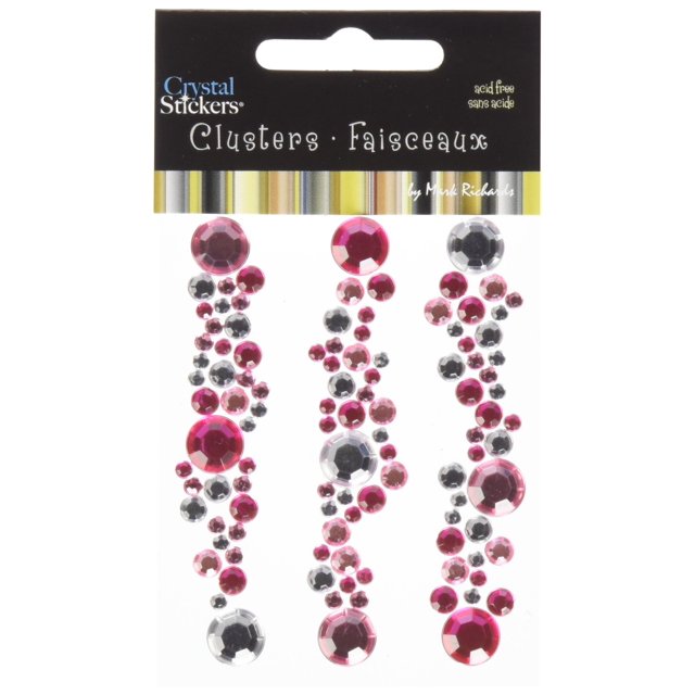 Mark Richards Autocollants Cristal en Grappes 3/pkg-Ronde Rose Clair/rose Vif/transparent