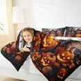 thumbnail image 4 of jejeloiu Halloween Spooky Pumpkin Queen Comforter Set,Pet Animal Cat Bedding Sets,Orange Maples Leaves Bedding Comforter Set,Ultra Soft Home Decor Reversible,3 Pieces, 4 of 8