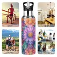 thumbnail image 7 of Yayeee 20oz Double Wall Stainless Steel Water Bottle with Flip Straw, Light Purple Flowers, 7 of 7