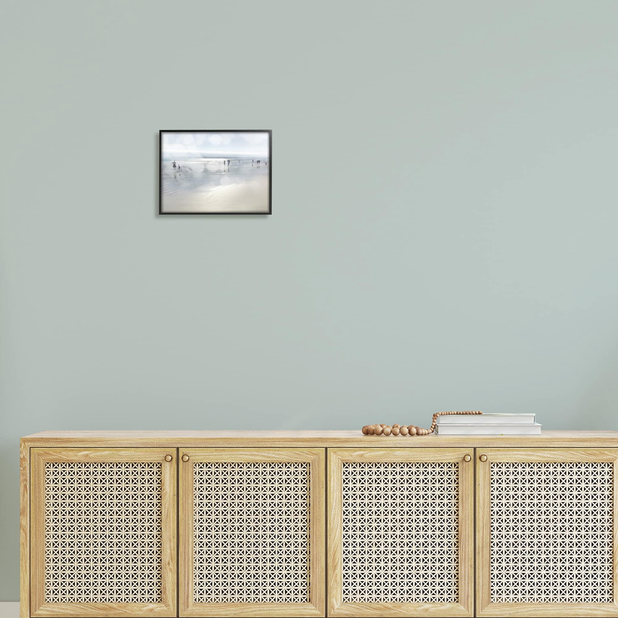 Stupell Industries Summertime Beach Bokeh Effect Sandy Shore Horizon Framed Wall Art, 14 x 11, Design by Chamira Young