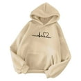 thumbnail image 2 of Baqcunre Women's Autumn and Winter Simple Print Long-Sleeved Hooded Love Zipper Hoodie Y2K Hoodies Womens Hoodies Graphic Hoodie Womens Sweatshirt Beige 3Xl, 2 of 3