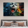 thumbnail image 4 of a Close-Up Of a Woman's Face With An Open Mouth Screaming Poster Decorative Painting Canvas Wall Art Living Room Posters Bedroom Painting,Frame-style,28×41inch (70×105cm), 4 of 8