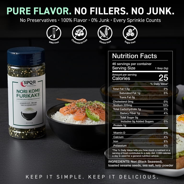 SPQR Seasonings Nori Komi Furikake XL 8 oz Jar Multi-Purpose Rice