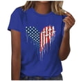 thumbnail image 2 of Mifsaly Heart American Flag Graphic Tee Women Crewneck Short Sleeve Summer Top Soft Stretchy Loose Fit Patriotic Shirt Vacation Daily Wear 4Th Of July T-Shirt S, 2 of 5