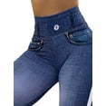 thumbnail image 2 of VSNOW Women Imitation Denim Print Jeggings Jeans High Waist Stretch Leggings, 2 of 4