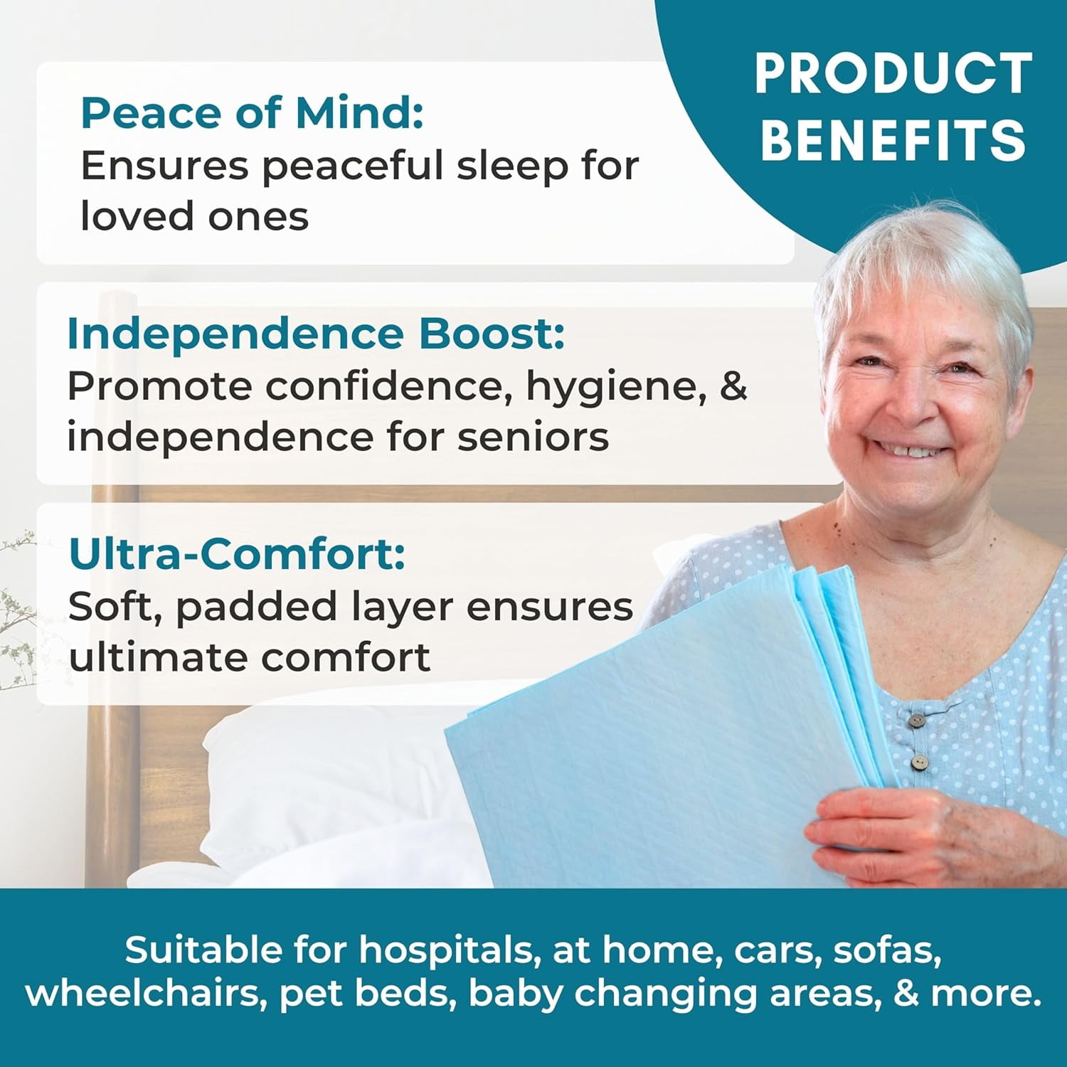 Nurture 40 XXL Heavy Duty Ultra Absorbent Bed Pads with Adhesive, 36 x 36 Disposable Chux Liners, Underpads, Adult Incontinence Hospital Grade Chux