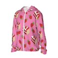 thumbnail image 2 of KLL Strawberry Cake Print Men's Women’s UPF 50+ Sun Protection Outdoor Hoodie Jacket Long Sleeve Fishing Hiking Performance Shirt-X-Large, 2 of 6