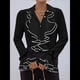thumbnail image 4 of Camisa Informal con Mangas Acampanadas y Volantes de Color Liso para Mujer, y Otoño 2025 Negro XL, 4 of 6