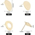 thumbnail image 2 of Brass Stud Earring Findings with Loop Long-Lasting Plated Real 18K golden Plated 12~22.5x15~19mm Pin: 0.5mm 16pcs/box, 2 of 7