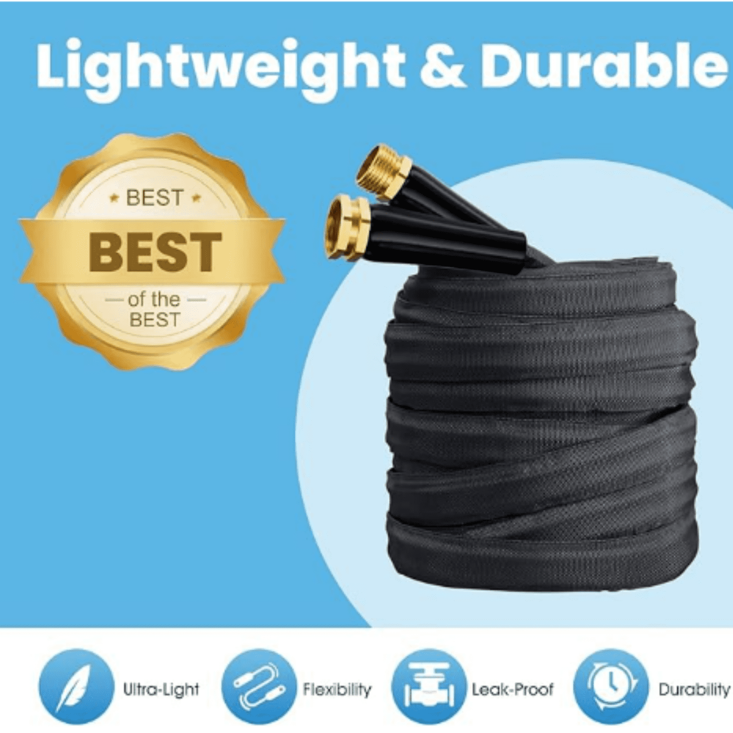 2025 Upgraded 100FT Non-Expanding Garden Hose, Lightweight, Flexible Ultra-Light Water Hose, Burst-Resistant, Lead-Free, Anti-Kink, High-Pressure