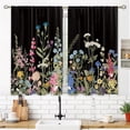 thumbnail image 3 of Rustic Black Floral Kitchen Curtains Flower Botanical Small Window Treatment Wildflower Spring Cafe Short Window Curtains for Bathroom Dining Laundry Room Leaf Treatment Drapes 27.5x39 inch, 3 of 6