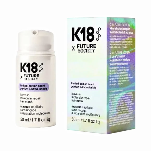 Tratamiento capilar de reparación molecular sin enjuague K18 x Future Society 50ML.