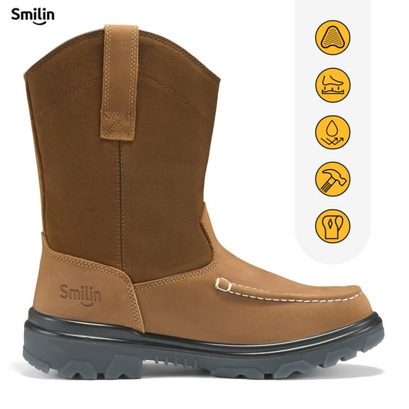 Puncture Proof Wellington Work Boots Shoes for Men，Brown，Size 10