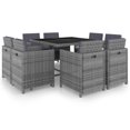 thumbnail image 1 of vidaXL 9 Piece Outdoor Dining Set with Cushions Poly Rattan Anthracite, 1 of 1